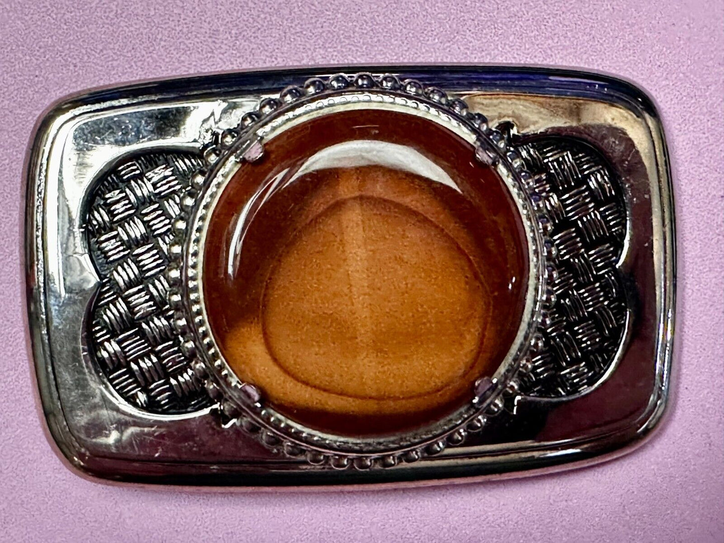 Vintage Faux Stone Belt Buckle - or Blank for your silver dollar coin Project!