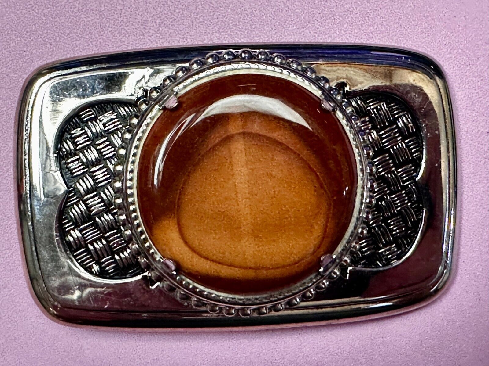 Vintage Faux Stone Belt Buckle - or Blank for your silver dollar coin Project!