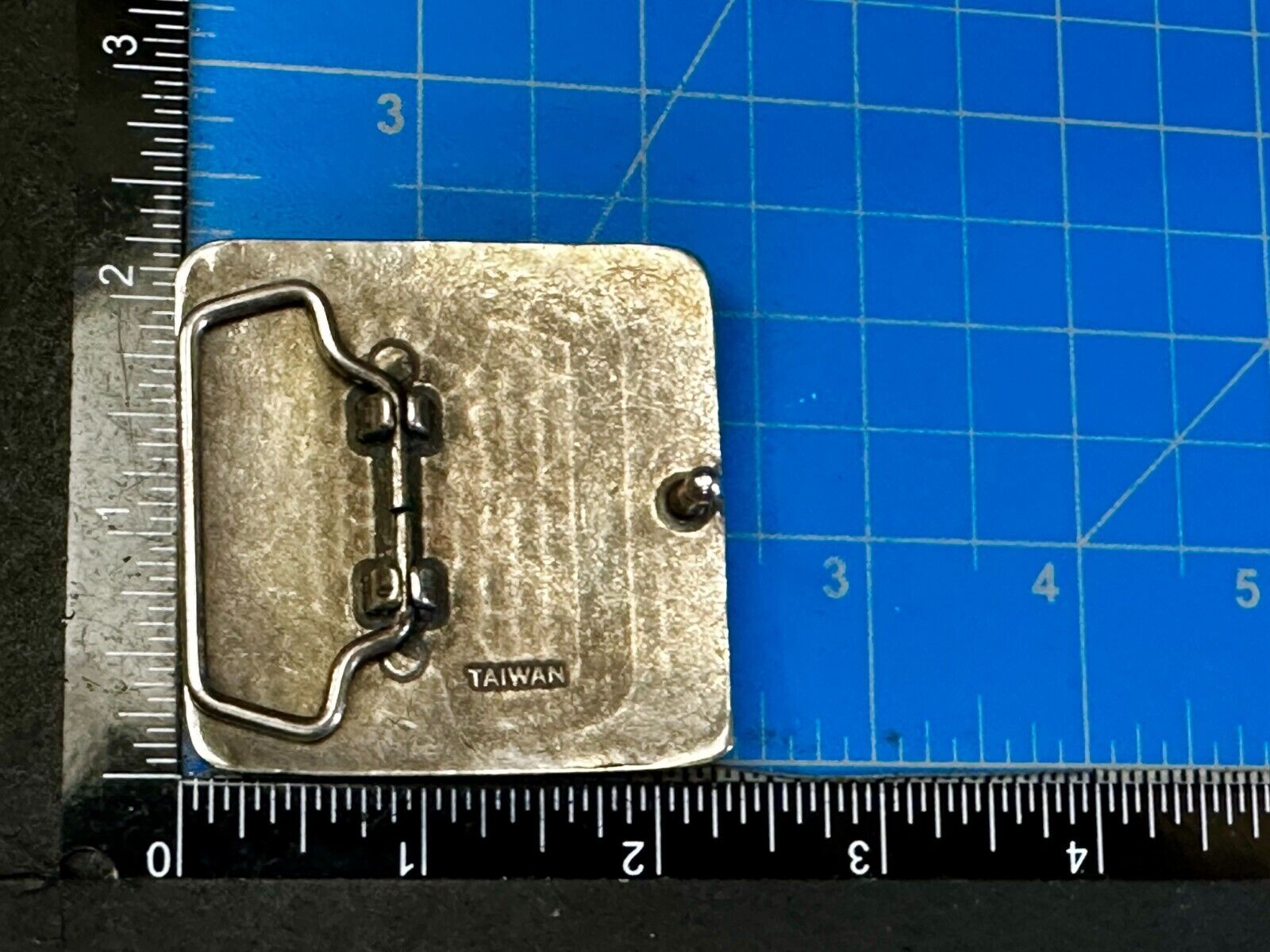 Tribal Ethnic Pattern Hippy Boho Silver Tone Belt Buckle Made in Taiwan