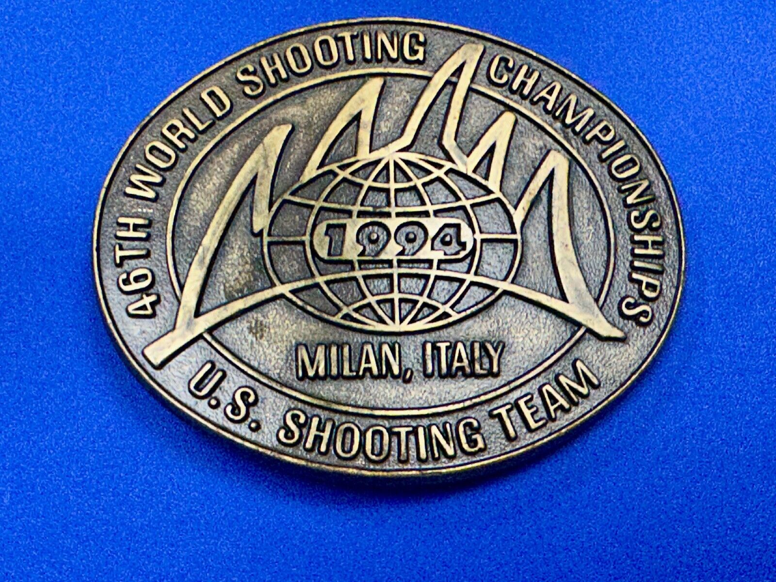 46th Wold Shooting Championships  Milan Italy USA shooting team belt buckle