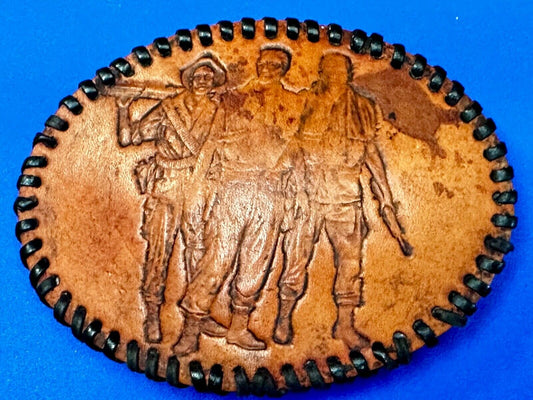 Vietnam War Memorial The Three Soldiers Statue Leather Vintage Belt Buckle