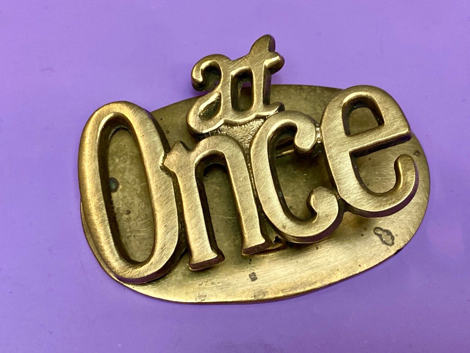 AT ONCE -  Desk Organizer Clip 3.5" x 2" LARGE Vintage Solid Brass paper holder