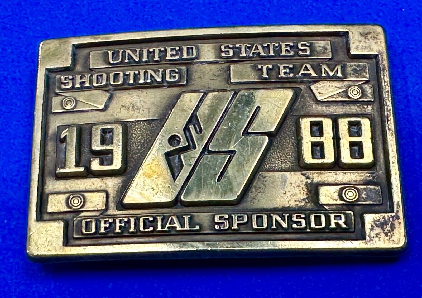 1988 Olympics US Shooting Team USA Belt Buckle Seoul Korea Official Sponsor