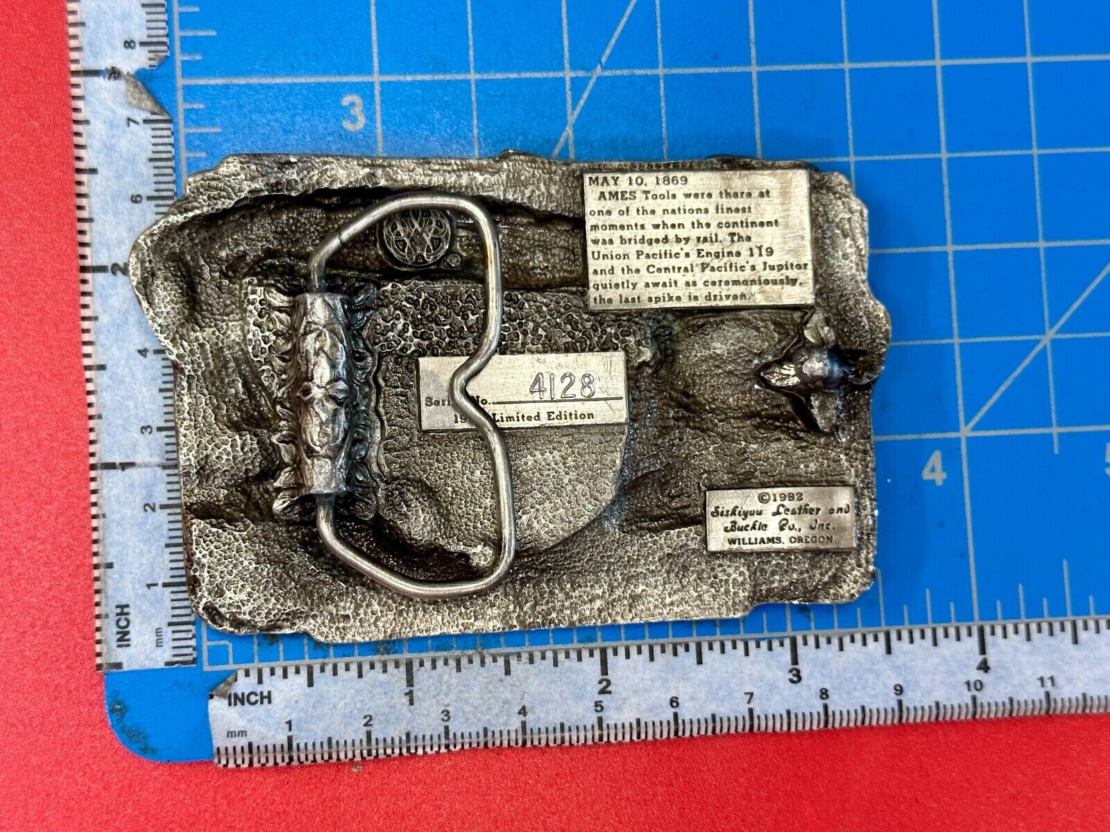 Ames Tools Promontory Summit Utah 1869 Train vintage 1972 Siskiyou belt buckle
