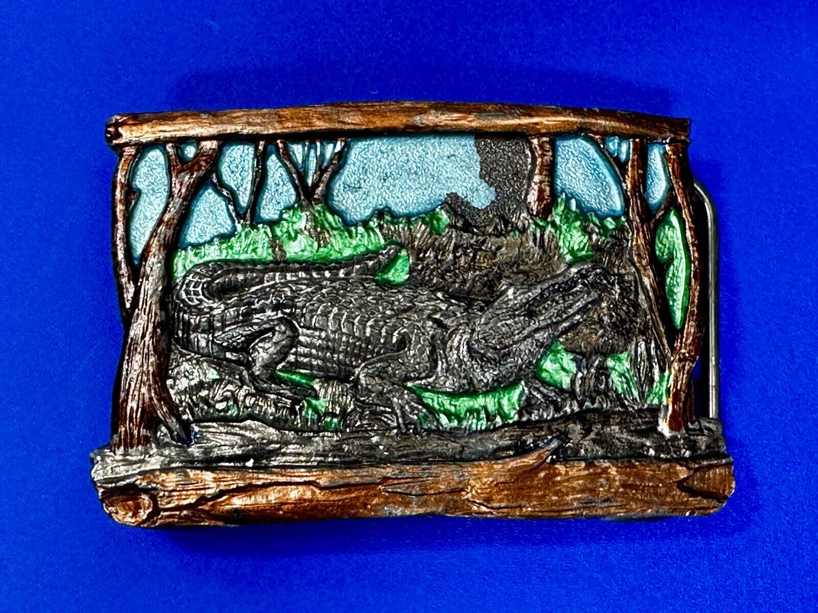 Alligator Crocodile Reptile Wildlife VTG 1988 Belt Buckle The Great American Co.