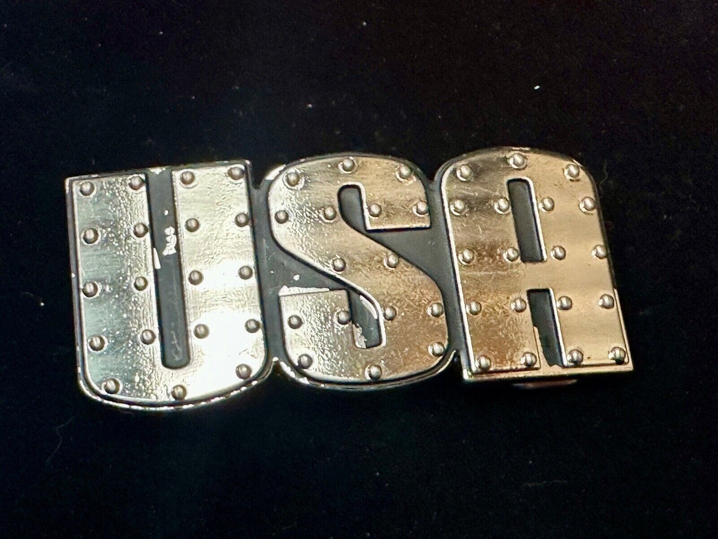 USA - Patriotic Cutout Letters America Proud Statement Crome Brand belt buckle
