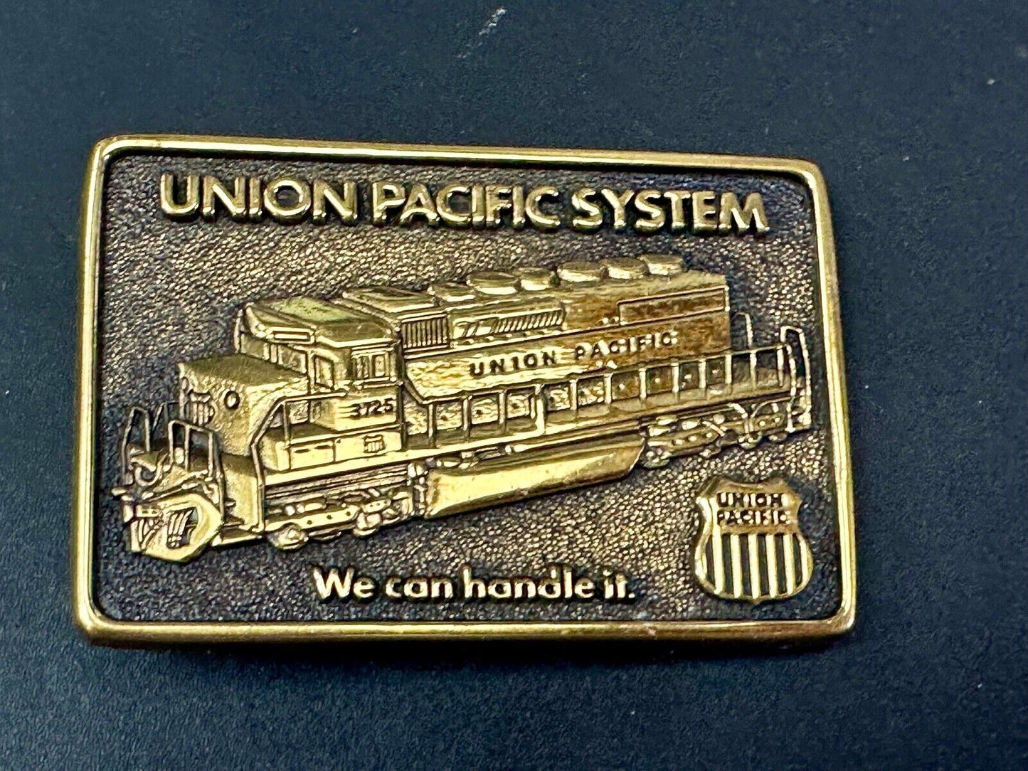 Union Pacific Railroad We can Handle it vintage Solid Brass Belt Buckle BTS