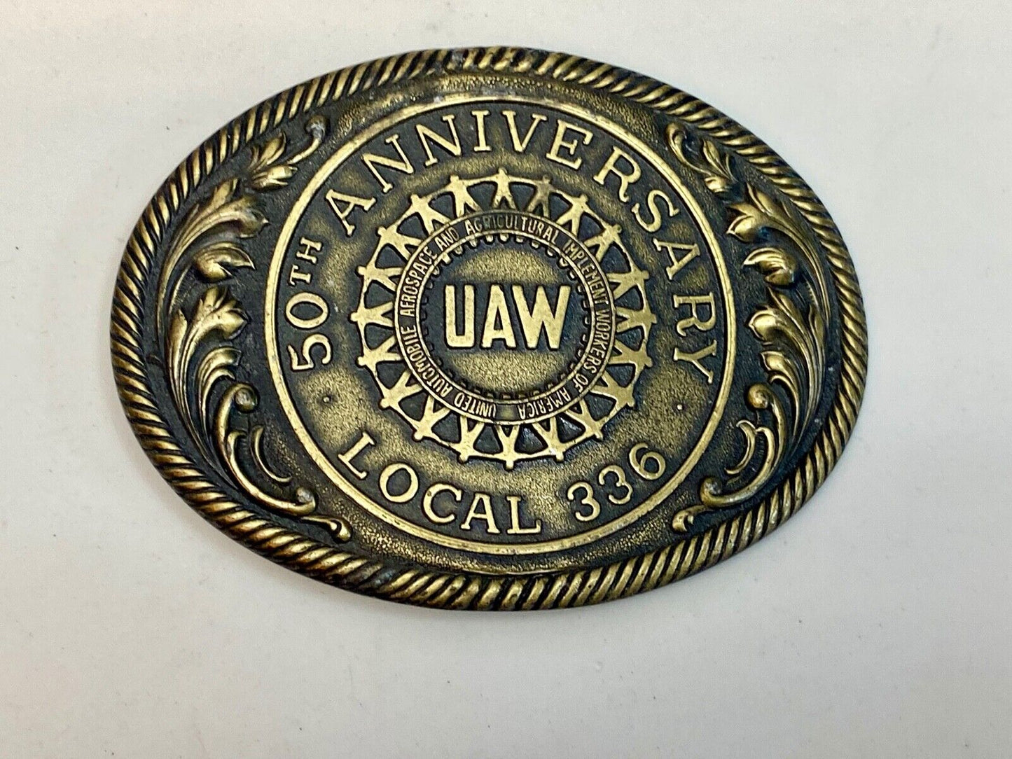 Uaw Local 336 50Th Anniversary United Auto Workers Union Ibelt Buckle 