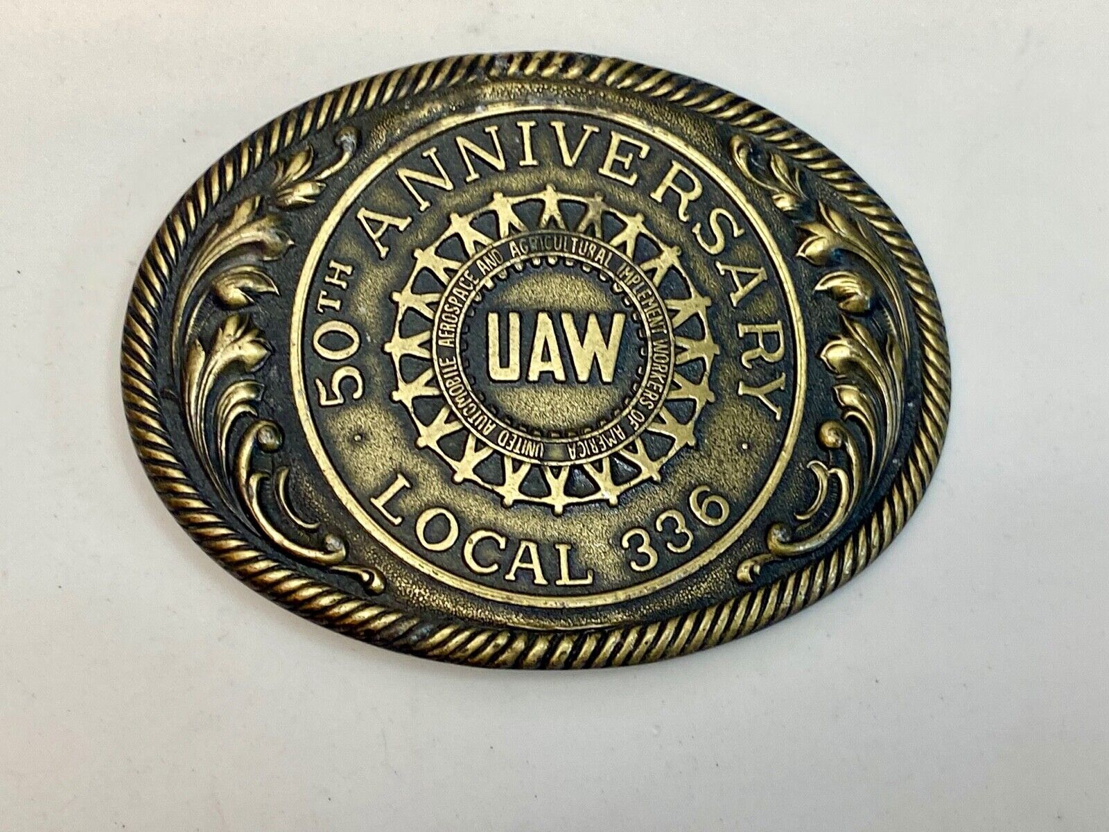 Uaw Local 336 50Th Anniversary United Auto Workers Union Ibelt Buckle 