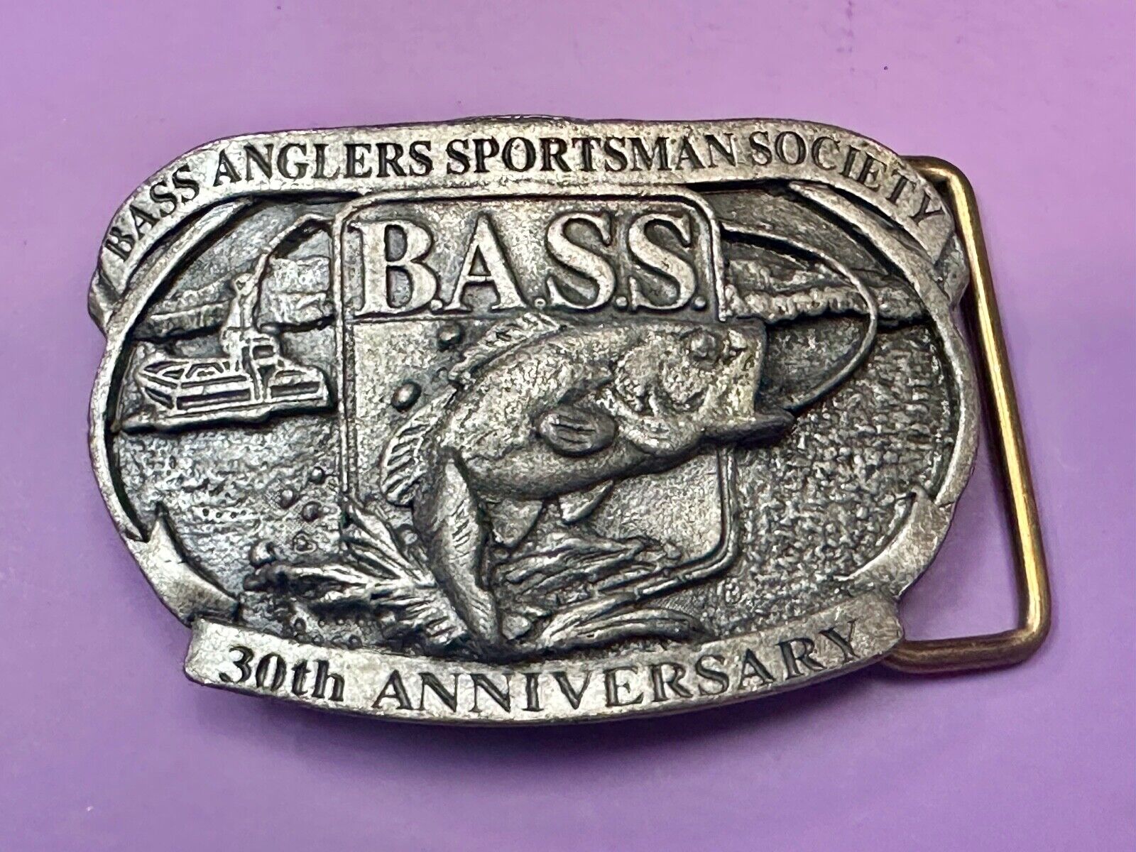1997 BASS Bass Anglers Sportsman Society Fishing 30th anniversary belt buckle