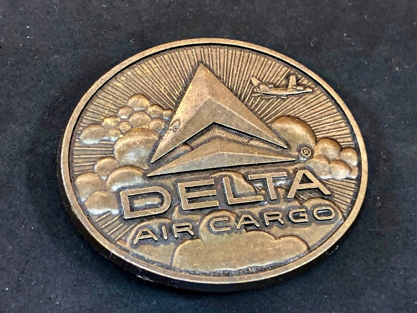 Vintage DELTA Air CARGO airlines brass tone Belt Buckle 