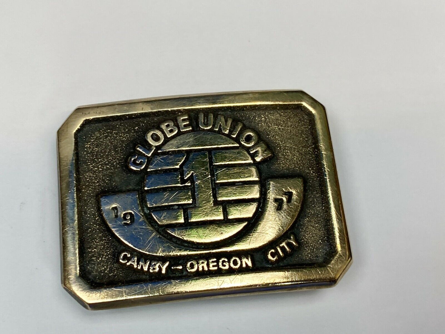 1977 Globe Union Canby Oregon City Commemorative Sandcast Bronze Belt Buckle