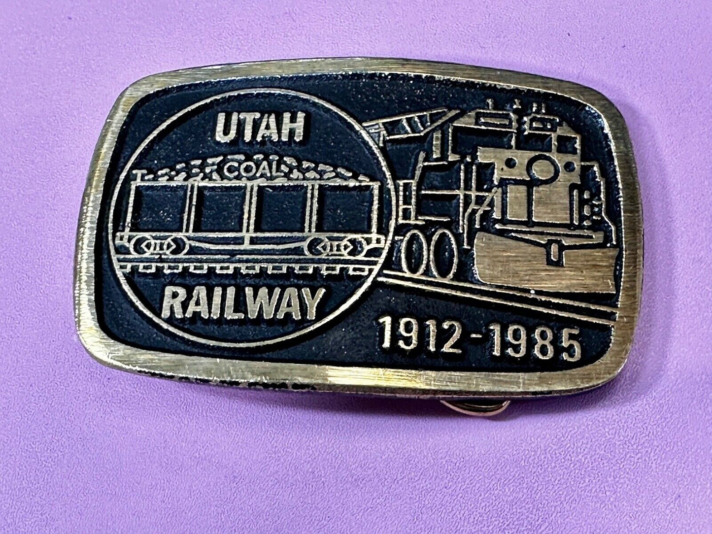 UTAH Railway Train Commemorative Solid Brass VTG 1985 Belt Buckle by DynaBuckle