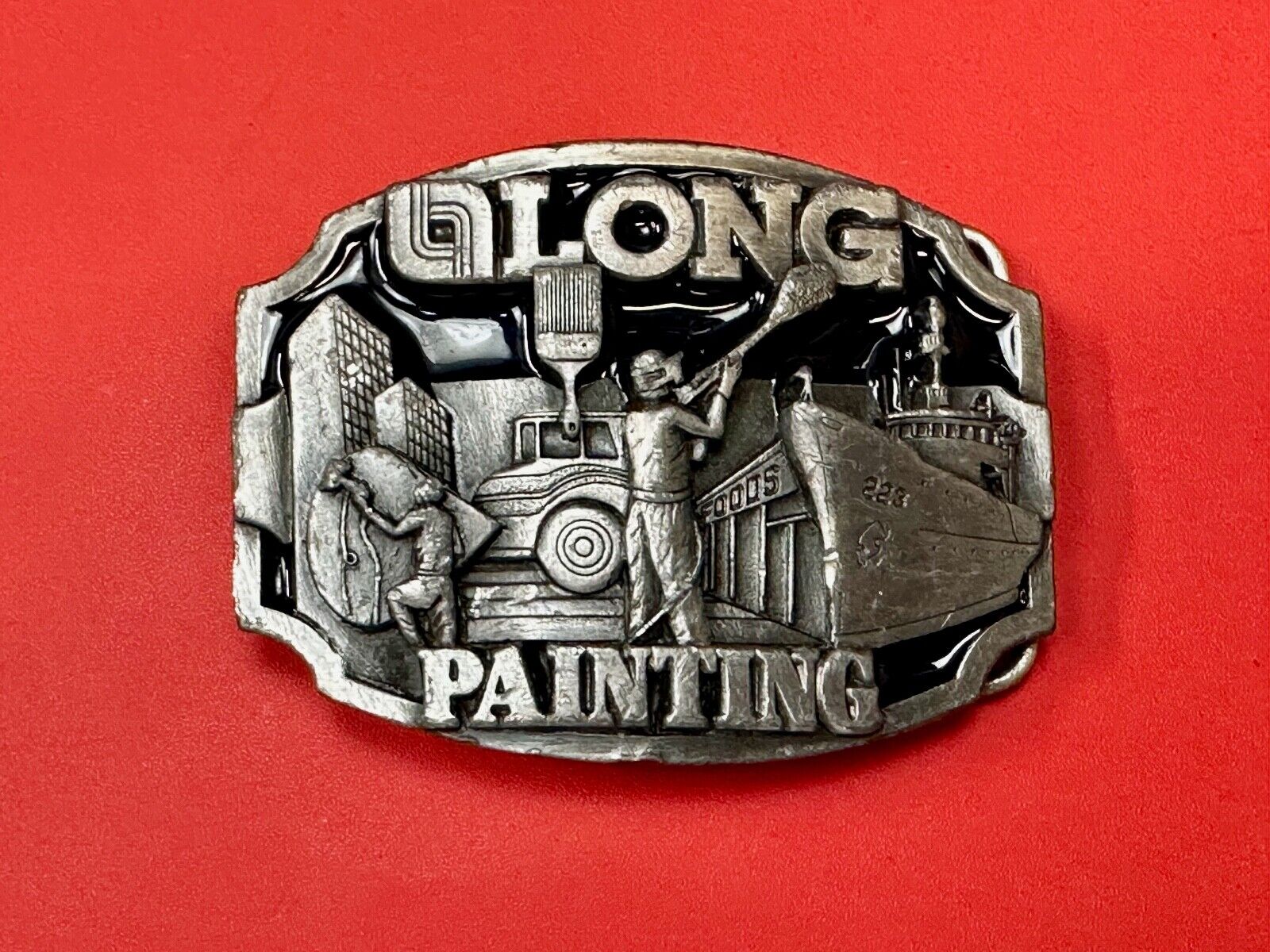 Vintage 1989 LONG painting - Neat Clean Finishing belt buckle