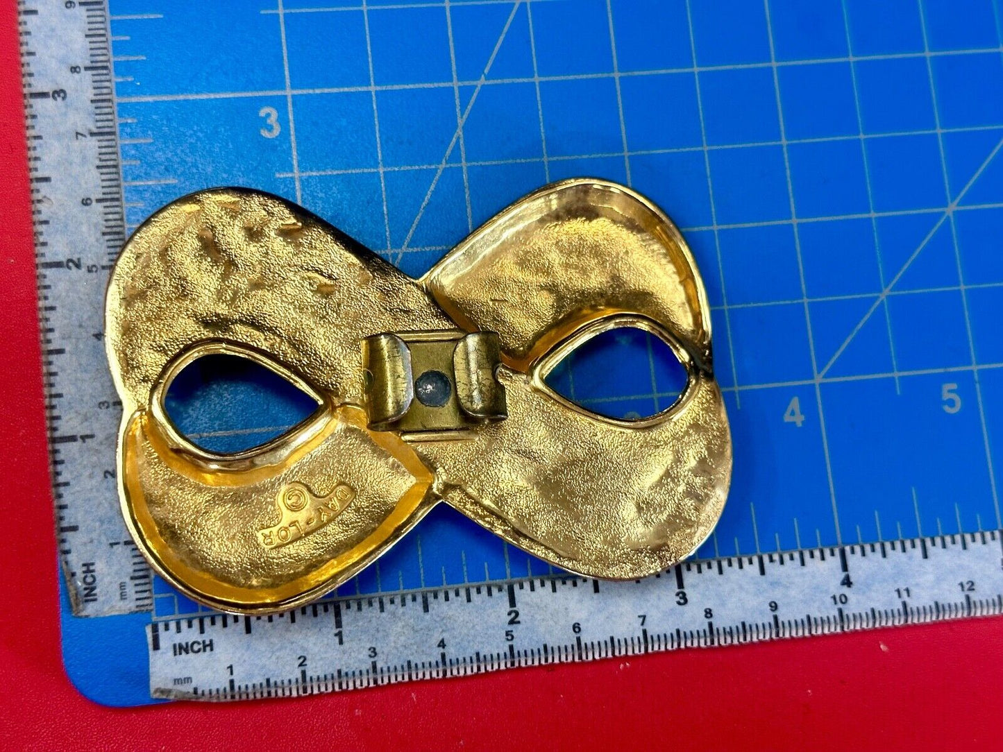 Vintage Day Lor signed gold & silver tone signed scarf shoe clip belt buckle