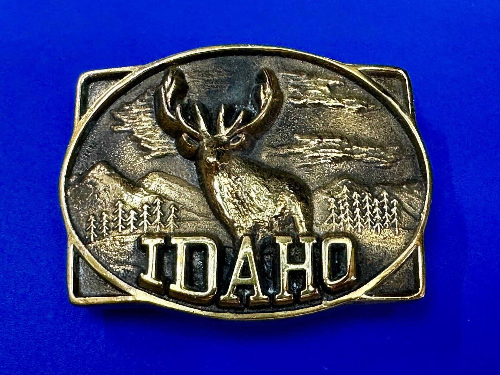 The State of Idaho - Deer Hunting Vintage Solid Brass Heritage Mint Belt Buckle