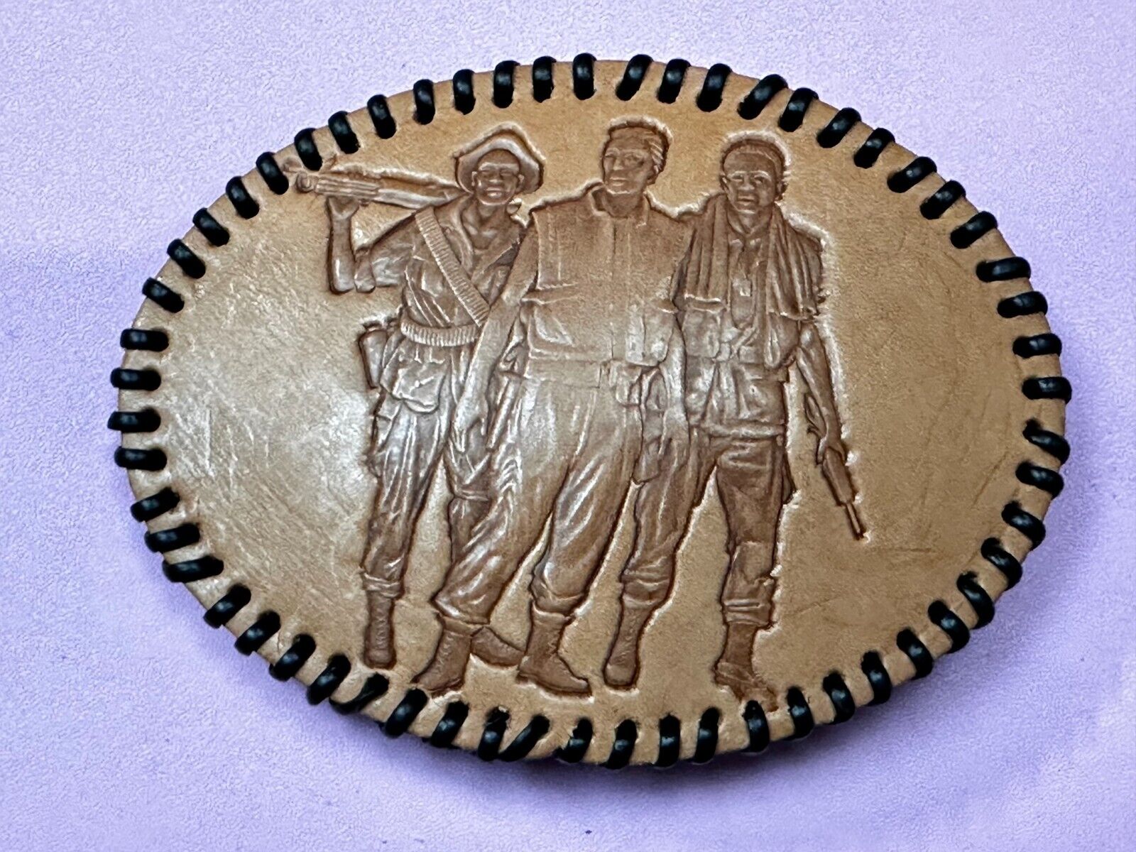 The Three Servicemen Vietnam Veterans War Memorial Oval Leather Belt Buckle