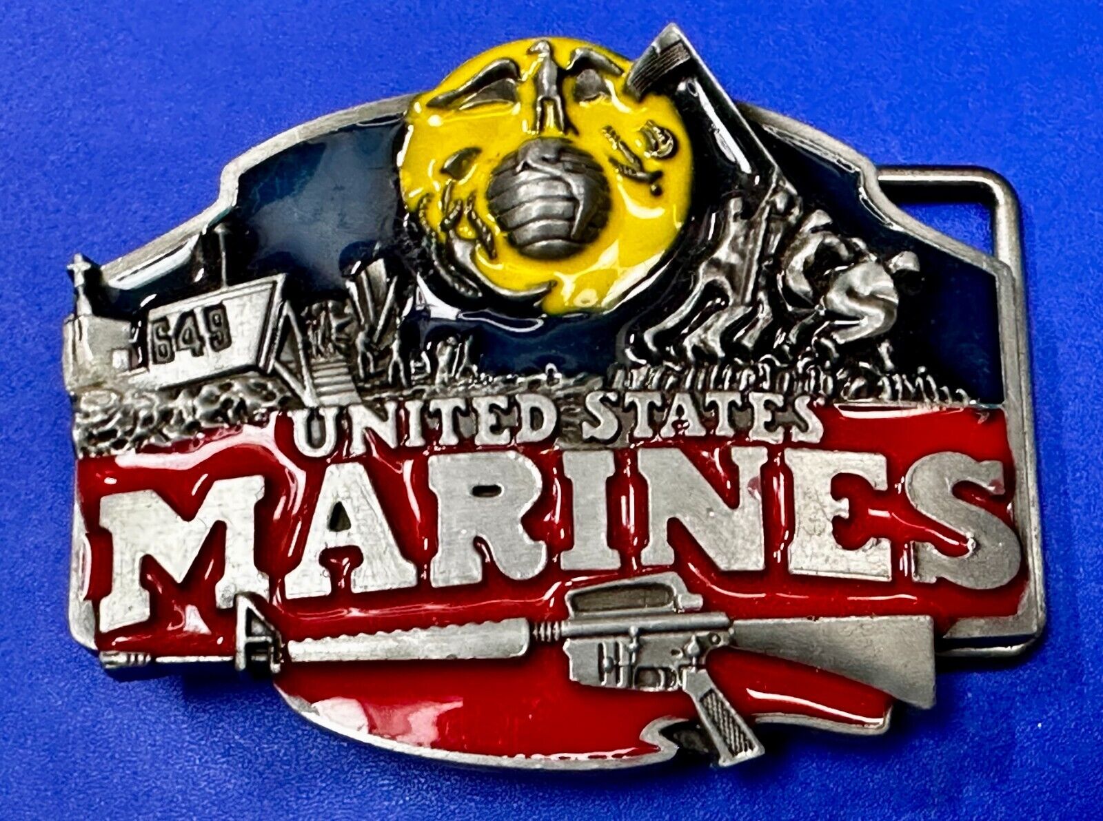 United States Marines Raised Colorful Patriotic Usa American Belt Buckle