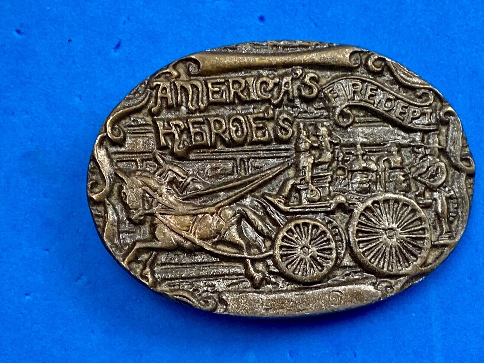 AMERICAS HERO'S VOLUNTEER FIREMAN FIRE DEPARTMENT VINTAGE BELT BUCKLE