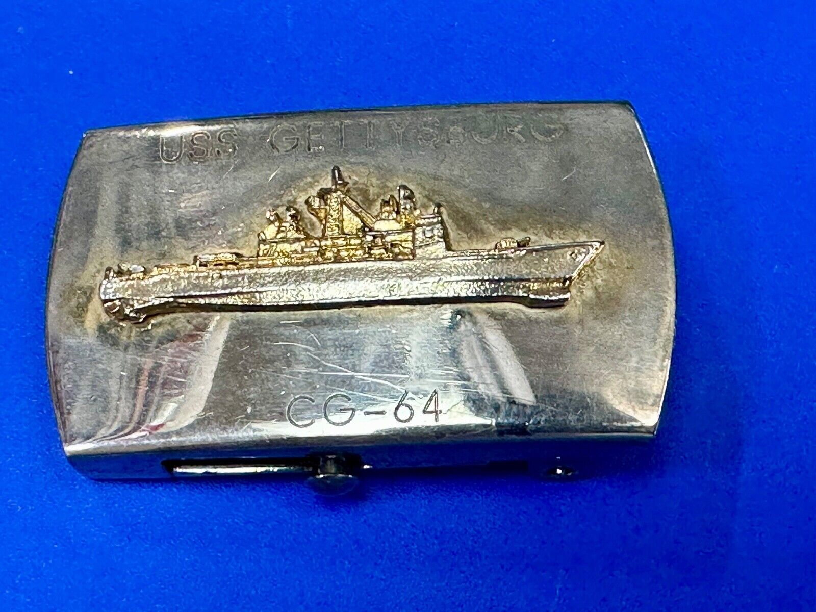 USS Gettysburg CG-64 Ticonderoga-class battleship solid brass belt buckle