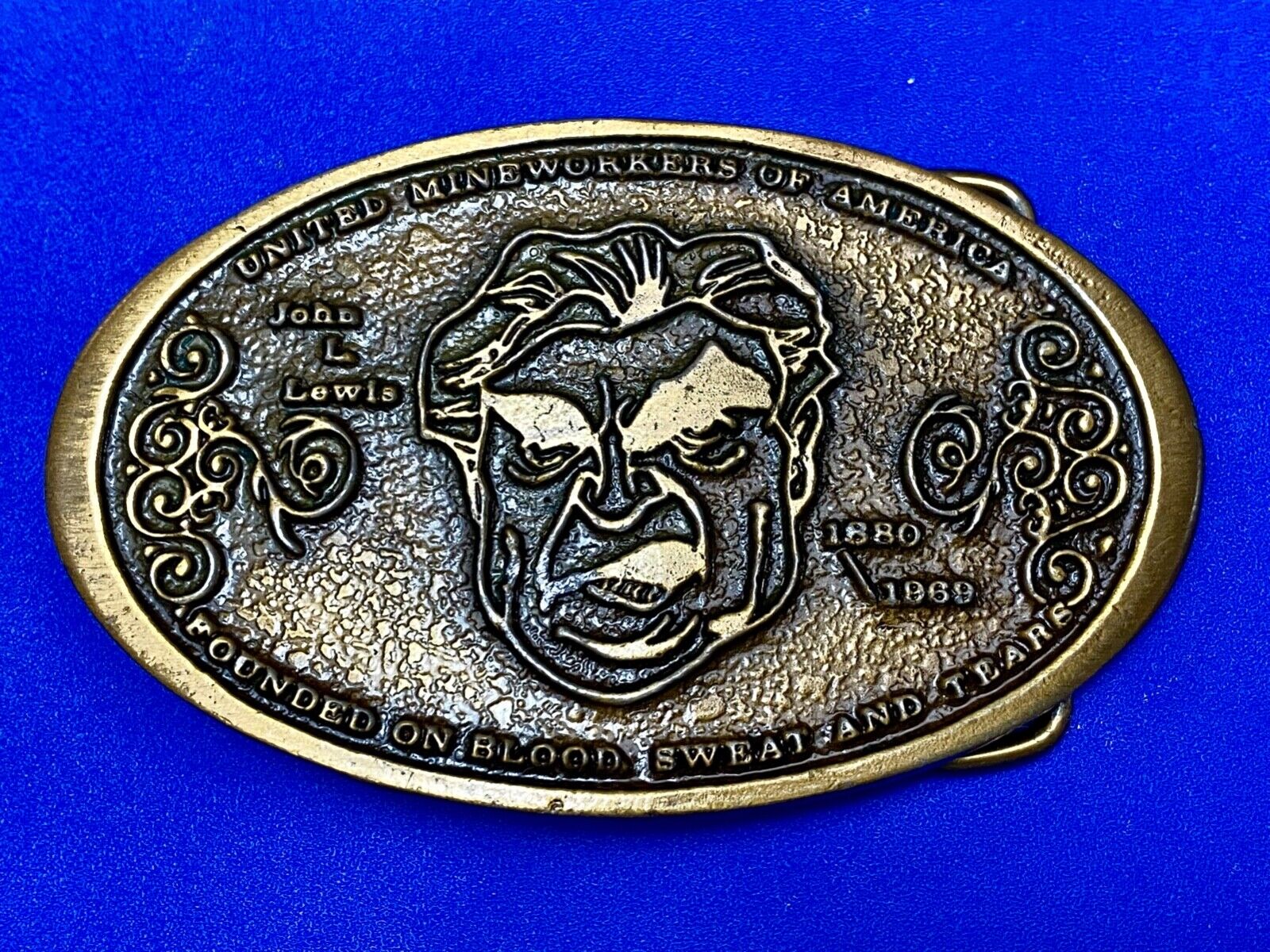 United Mine Workers Umwa Coal Mining 1880-1969 Vintage Belt Buckle John L Lewis
