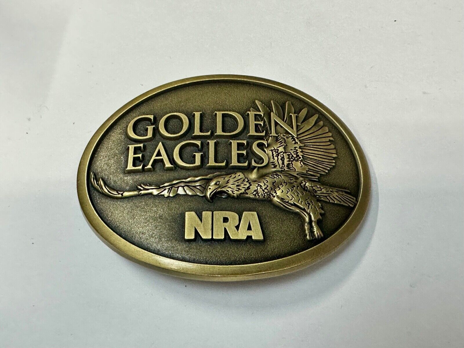2013 NRA National Rifle Association Golden Eagle belt buckle in box with COA
