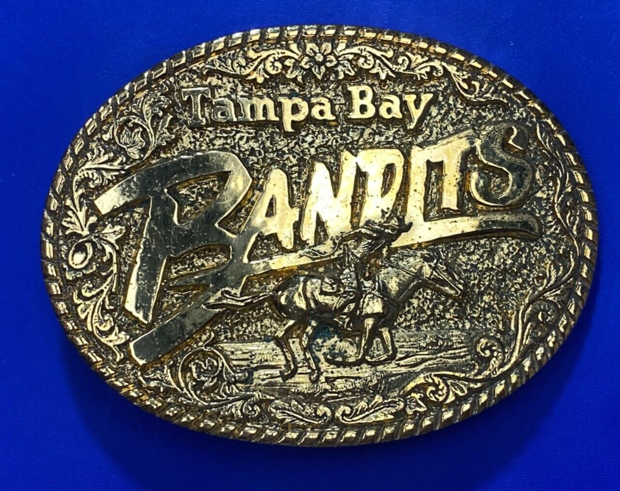 Vintage 1982 Sculptor Al Shelton Burt Reynolds Tampa Bay Bandits Belt Buckle