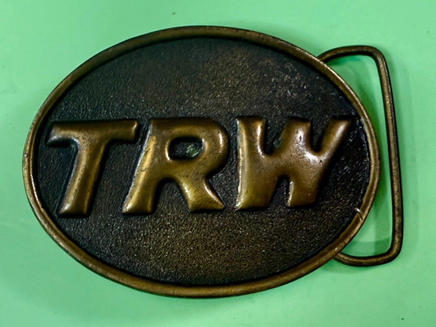 TRW Automotive Parts Advertising Promo Vintage Indiana Metal Craft Belt Buckle