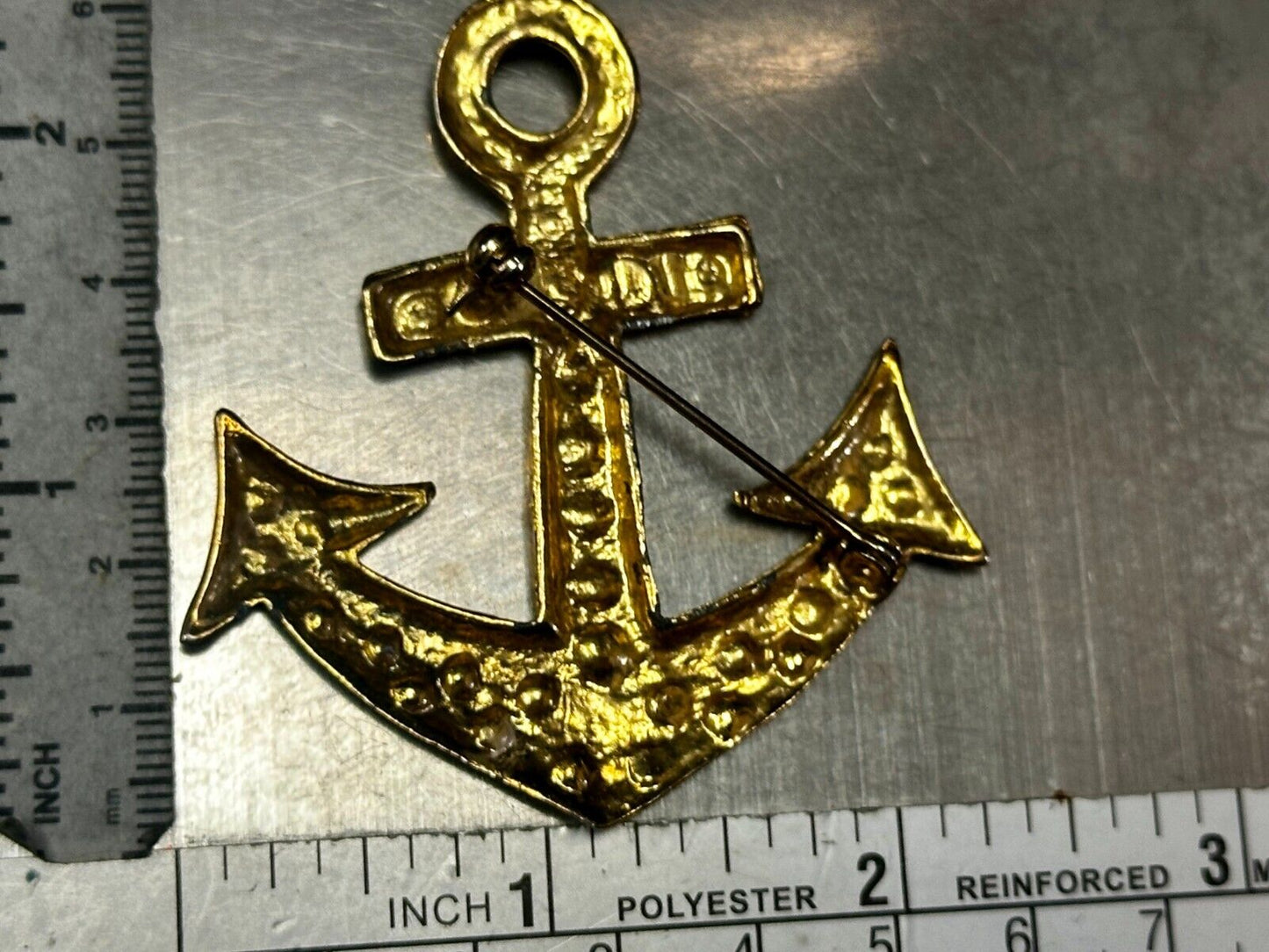 Anchor Ship Sailor Nautical Ocean Open Seas Gold Tone Vintage Brooch Pin