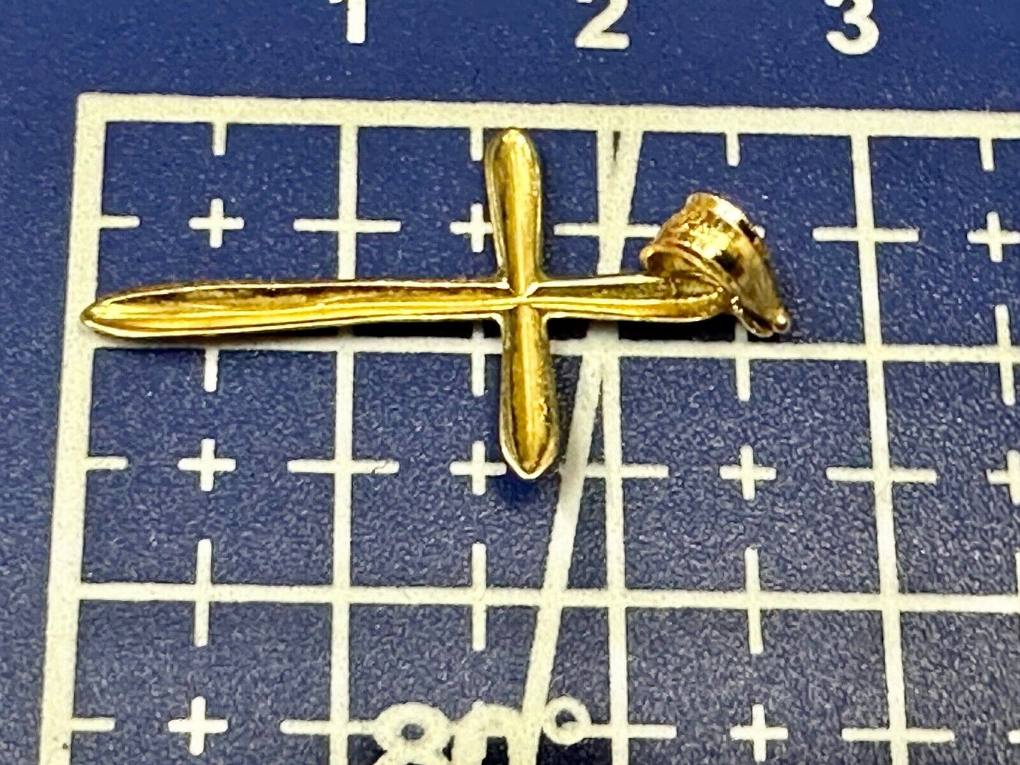 14K Gold Plain Cross 3cm  Necklace Pendant Signed OR Heart Oroamerica