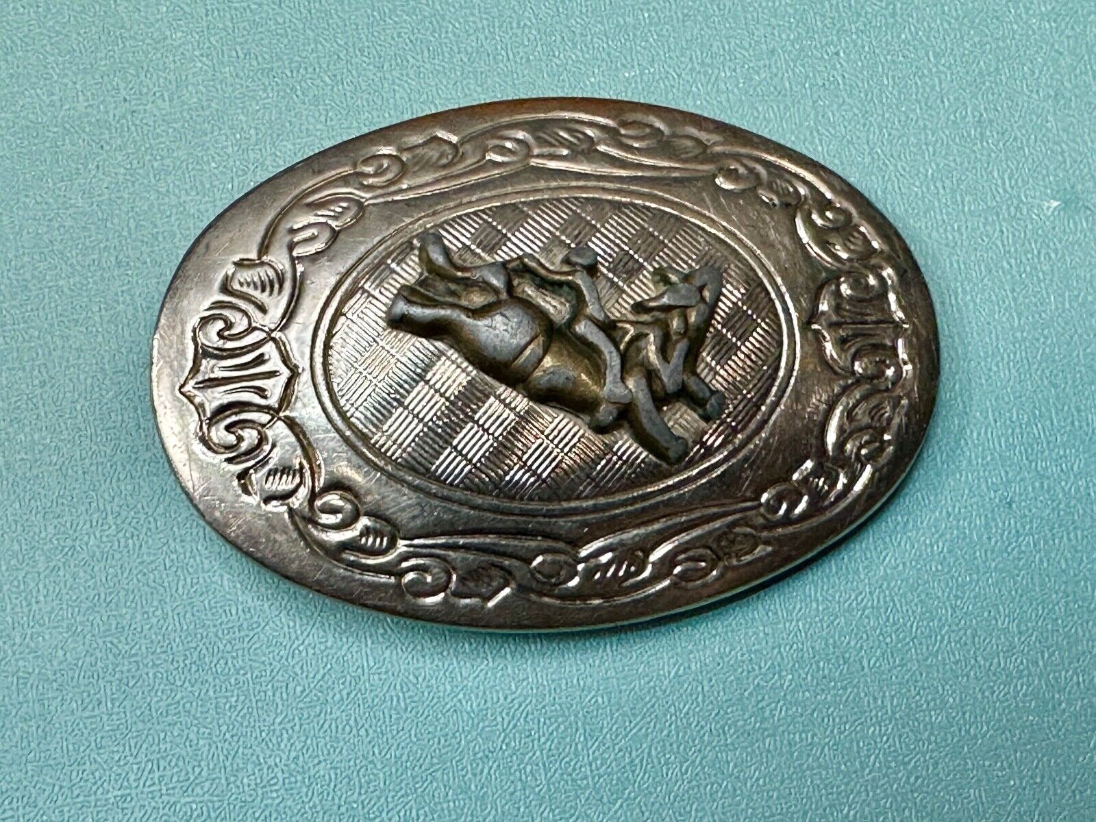 Vintage Cowboy Saddle Bronc 3" wide western oval belt buckle