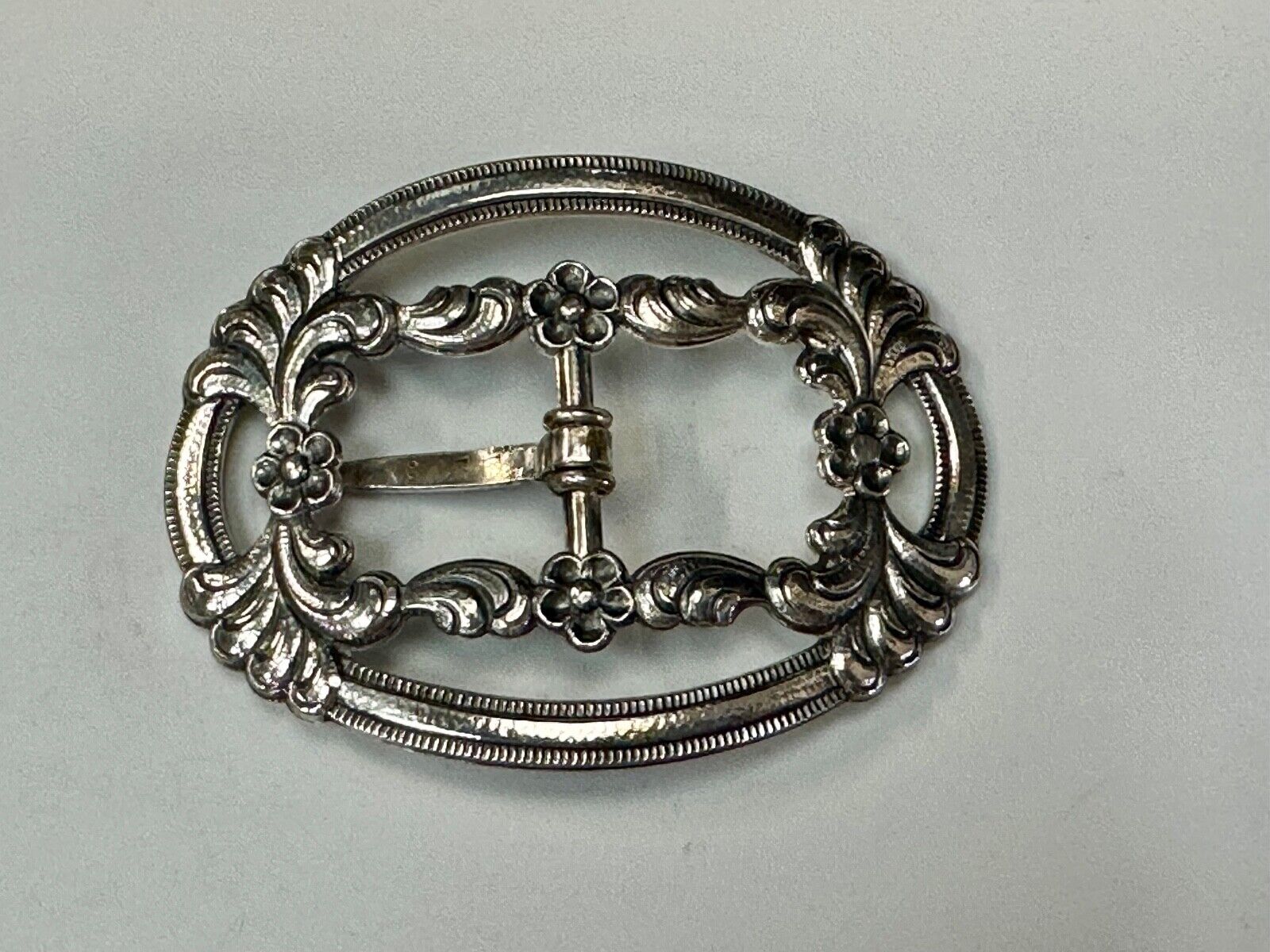 Antique Ornate Silver belt buckle - J.K. 8305