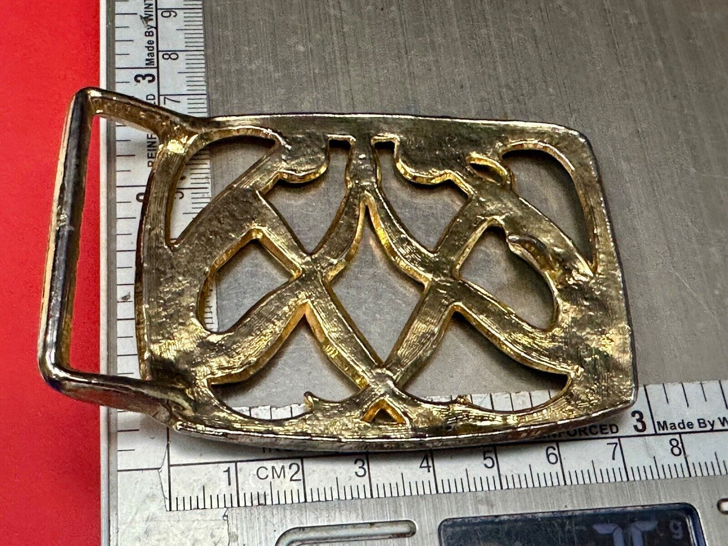Abstract gold color Two Women touching palms  - Hippy see through belt buckle