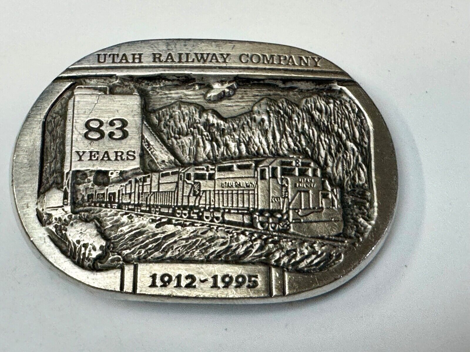 Utah Railway Co Vtg Train Railroad 83 Years - Gary Prazen Sculpture Belt Buckle
