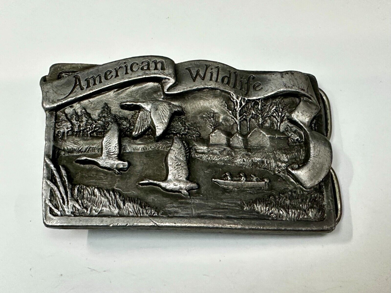 American Wildlife Birds Ducks Hunting Commemorative Vintage 1987 Belt Buckle