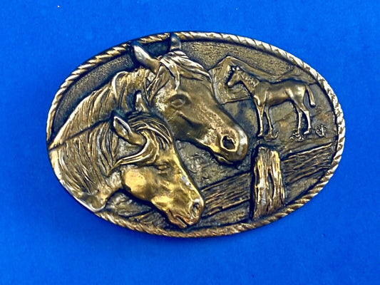 Tribute to the Horse - head, bust profile in western commemorative belt buckle 