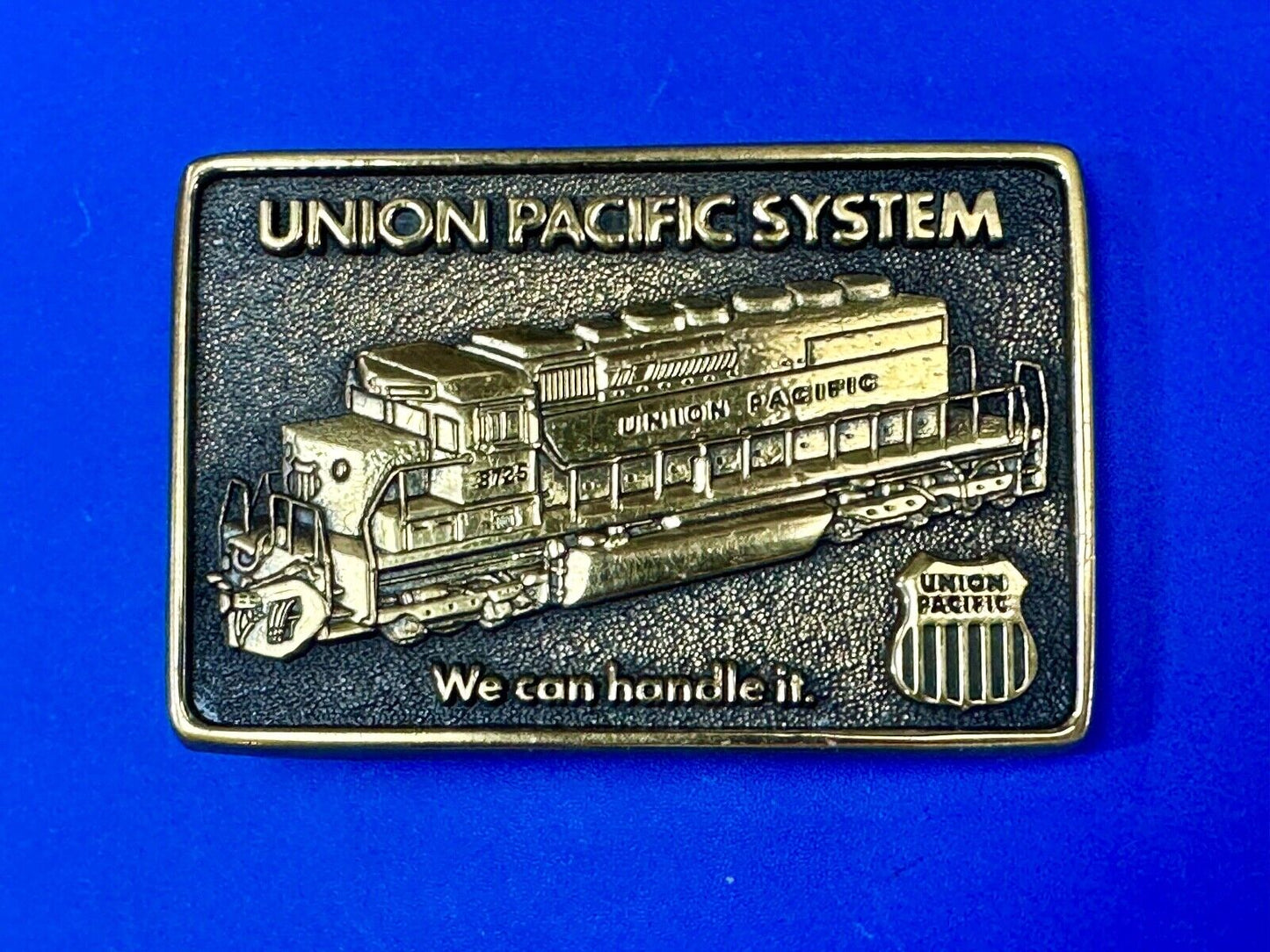 Union Pacific Railroad We can Handle it vintage Solid Brass Belt Buckle BTS