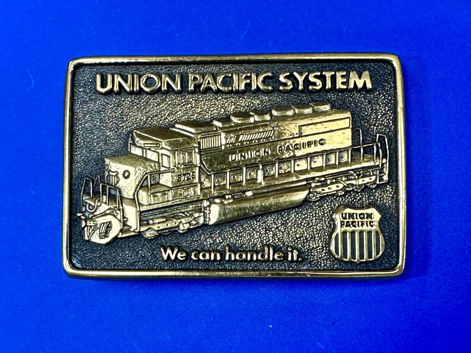 Union Pacific Railroad We can Handle it vintage Solid Brass Belt Buckle BTS