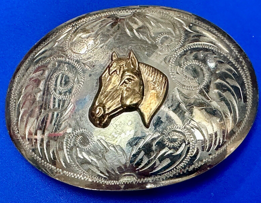 Beautiful Horse Head Vintage Comstock German Silversmiths Belt Buckle