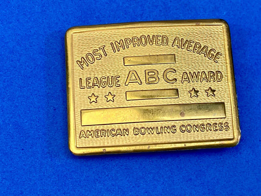 Vintage 70s AMERICAN BOWLING CONGRESS Most Improved ABC LEAGUE AWARD BELT BUCKLE