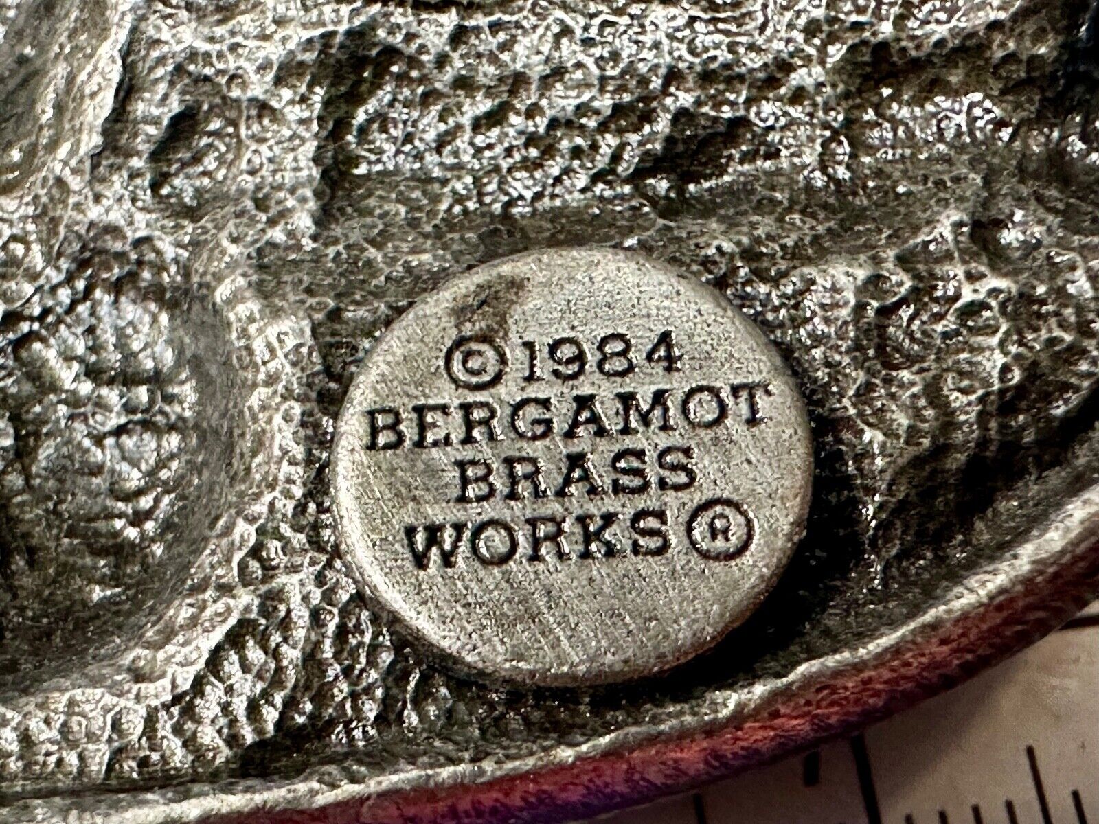 Biker Couple riding on Motorcycle  Vintage 1984 Bergamot belt buckle  L-49 1