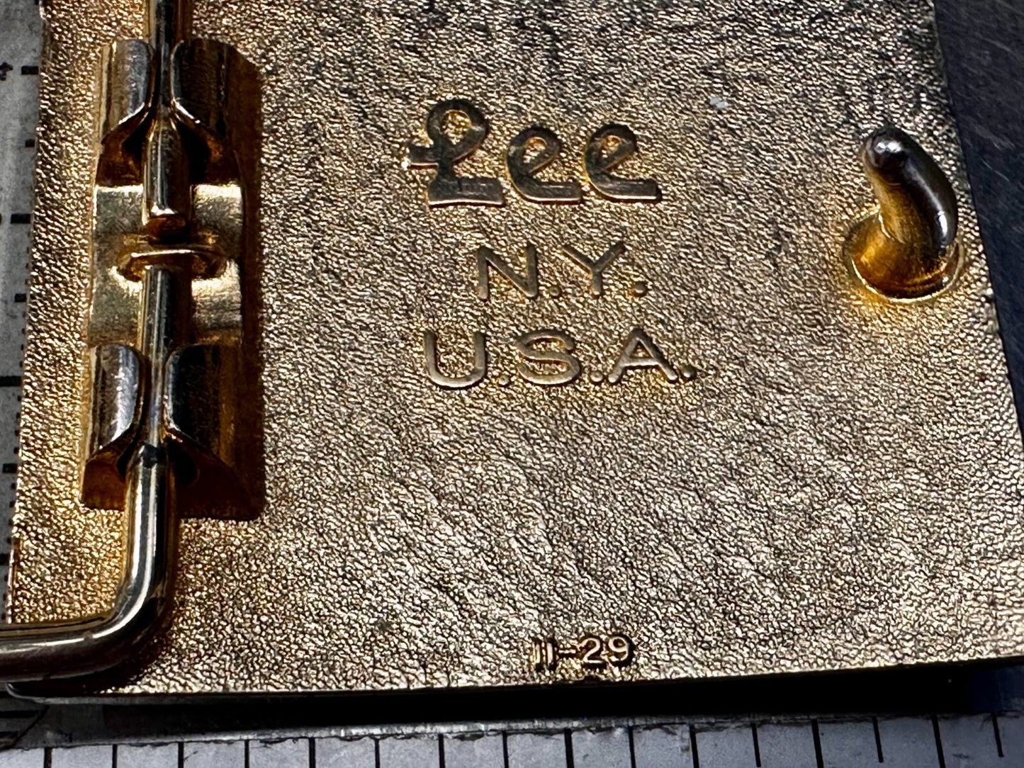 Vintage Initial Letter S Two Tone Monogram Metal Lee NY USA Belt Buckle