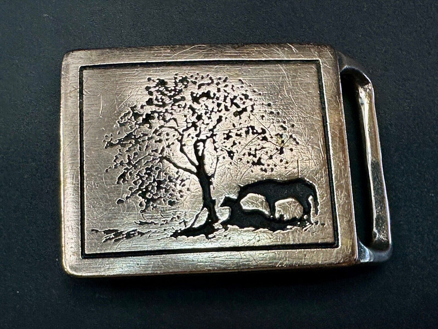 TWO HORSES TECH-ETHER GUILD Vintage art Horse lovers belt buckle