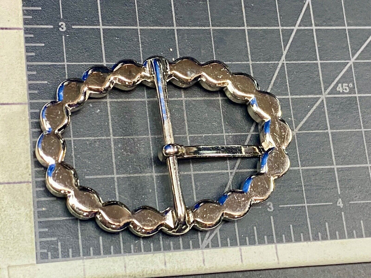 Antique? Rhinestone covered simple silver tone victorian vibe belt buckle 