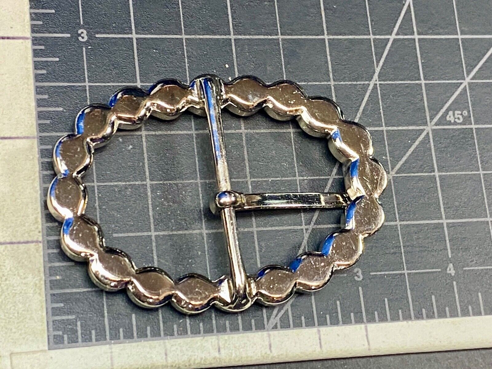 Antique? Rhinestone covered simple silver tone victorian vibe belt buckle 
