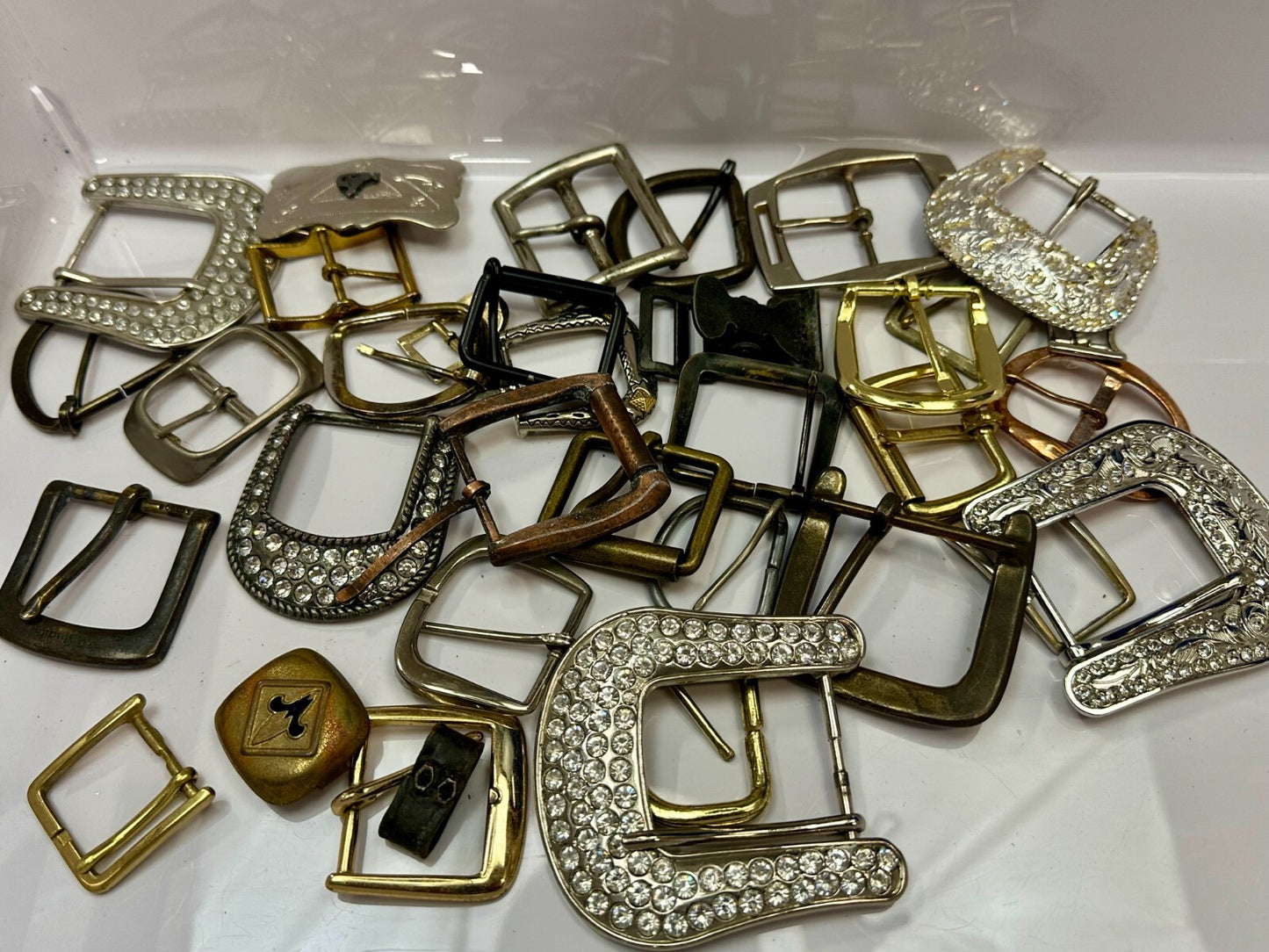 33 Piece Mixed Lot, Grab Bag - Resale Gifts! Vintage & Modern Belt Buckles 