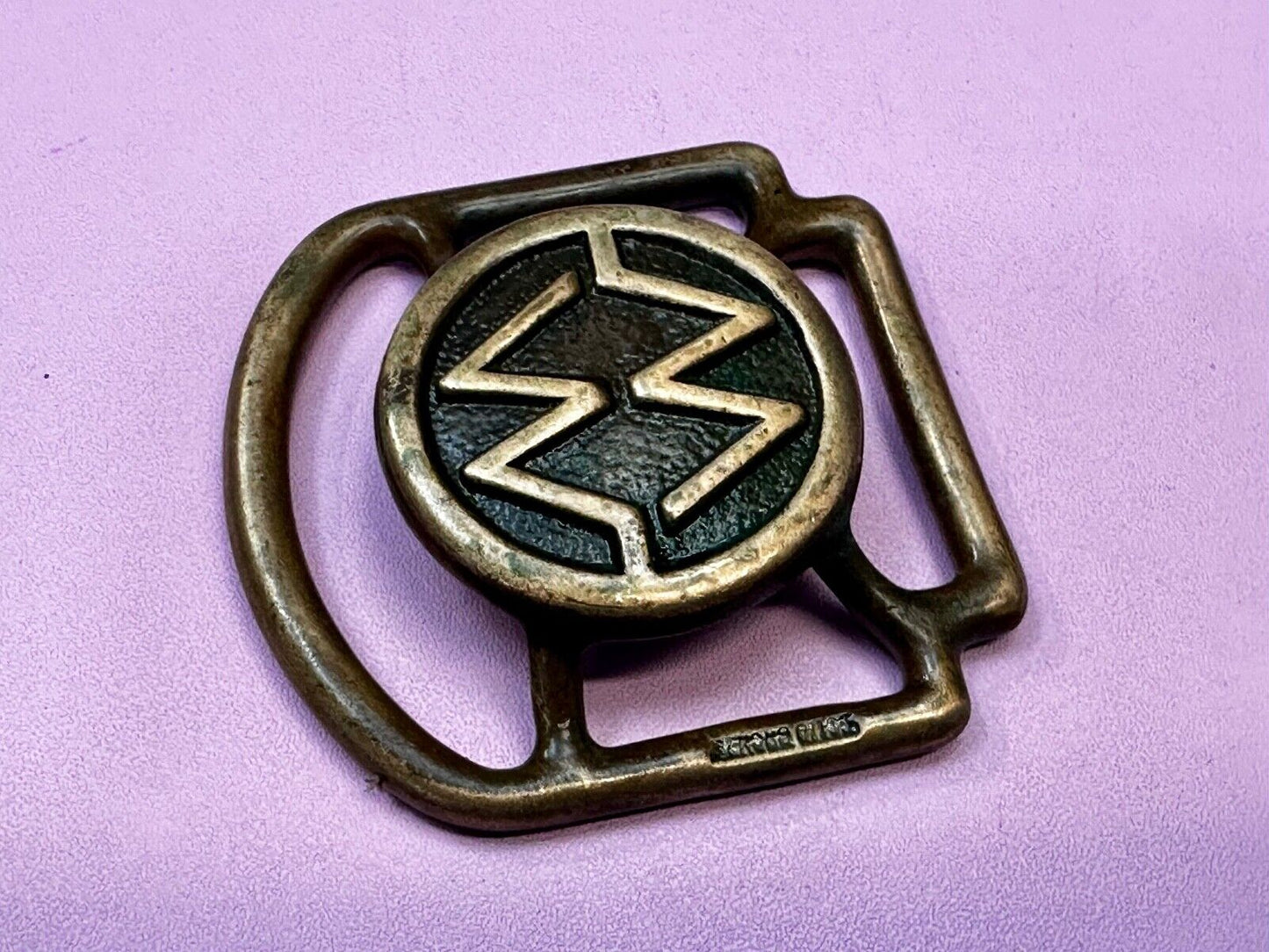 Unique Cutout Saw Waves RARE Hippie Boho Solid Bronze Belt Buckle Scarf Slide