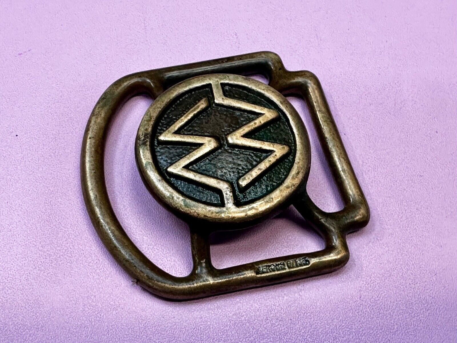 Unique Cutout Saw Waves RARE Hippie Boho Solid Bronze Belt Buckle Scarf Slide