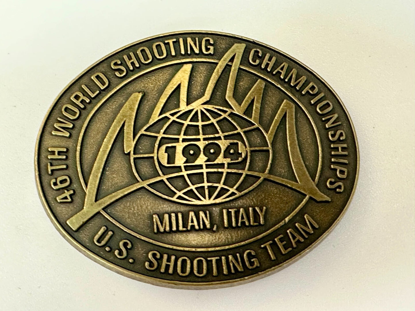 46TH World US Shooting Championship 1994 Milan Italy Commemorative Belt Buckle
