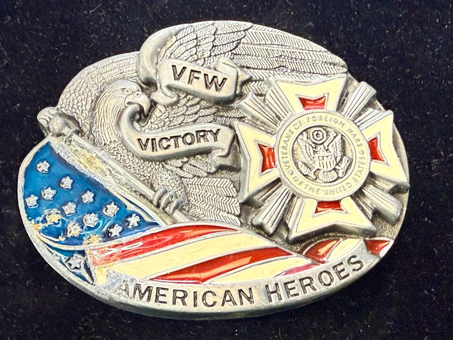 VFW American Heroes Veteran of Foreign War Victory US Flag  Belt Buckle